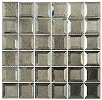 Euro Glass Lifting Fog Silver 2 x 2 Glossy & Frosted Glass Mirror Tile: ACKR115 by Glazzio Tiles