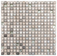 Euro Glass Spanish Pearl Silver 2 x 2 Glossy & Frosted Glass Mirror Tile: ACKR114 by Glazzio Tiles